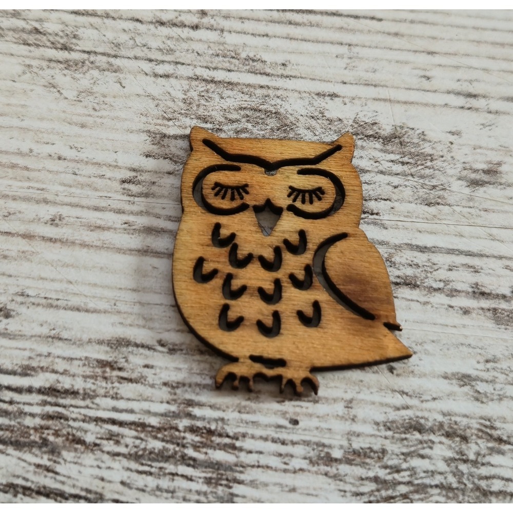 Handmade Laser Cut Wood Owl Applique Craft Embellishment Rustic 2 Inch Brown